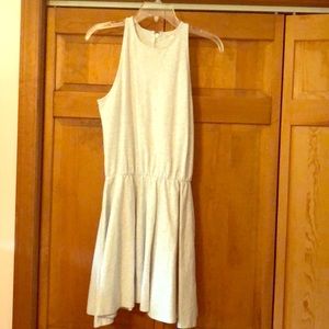 Gray sweatshirt racer back dress with zipper